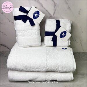 John Robshaw 8 PC White Bath Hand Washcloths Towels Set